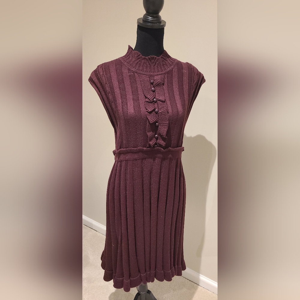 Jessica Simpson pullover a-line sweater dress; burgundy/wine; Sz L